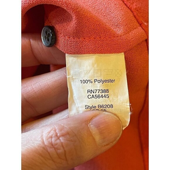 Madewell Orange Crew Neck Keyhole Neck Short Sleeve Tailored Pleated Top Size XS - Picture 11 of 12